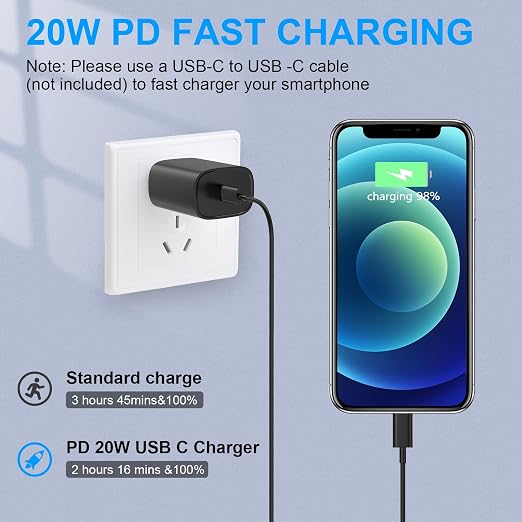 for iPhone 14 13 12 11 Fast Charger USB C Wall Charger [2-Pack] 10FT Fast Charging Cable Compatible with iPhones 14/14 Pro/14 Pro Max/Phone 13/12/11/X/8/7/6/iPad Pro/Mini,Black - Image 3