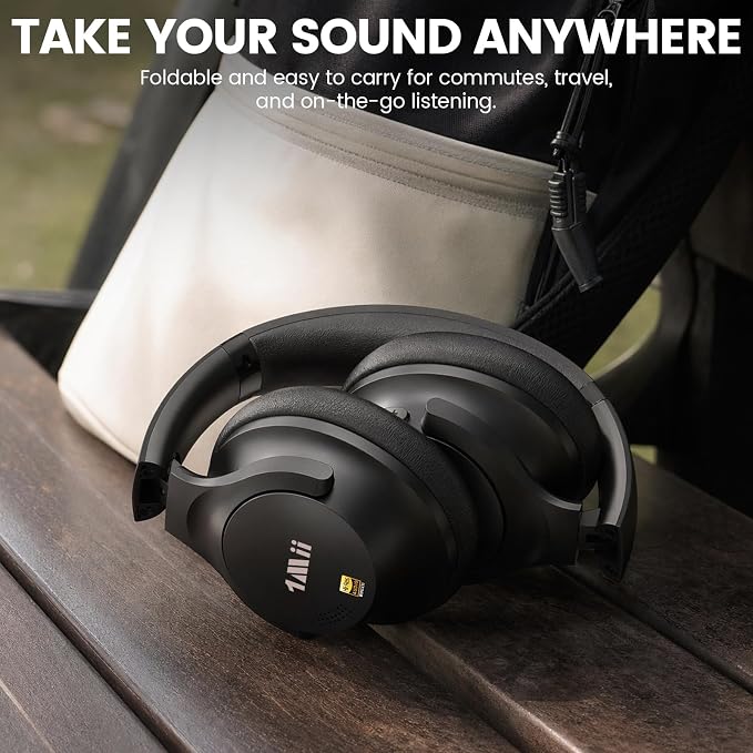 1Mii Y8+ Noise Cancelling Headphones Bluetooth 6.0 Over-Ear Wireless, Black | Hybrid ANC, 100 hrs Playtime, Comfortable, LDAC Hi-Res Audio, Deep Bass, Custom EQ via APP for Airplane & Travel - Image 9