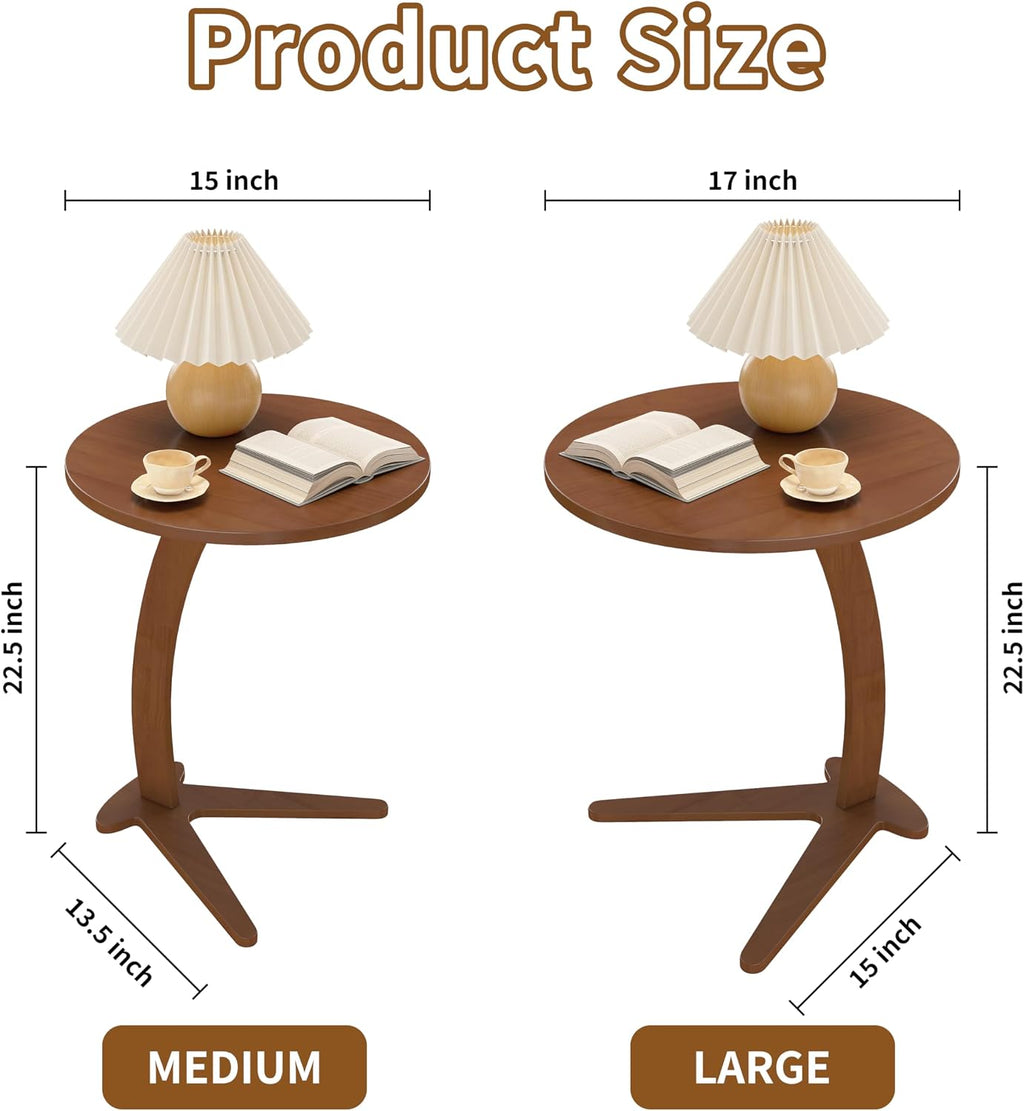 15" Couch Tables that Slide Under, Solid Wood C Shaped End Table - Image 2