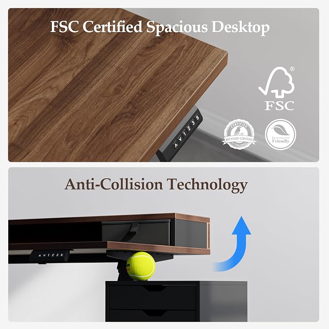 Klicelor L Shaped Electric Standing Desk 63 x 55.1 inch with Shelf, Height Adjustable Corner Desk, Sit Stand Desk with Storage Shelf, Home Office Computer Table, Dark Walnut - Image 7