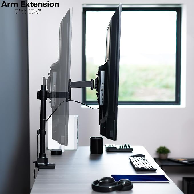 VIVO Ultra Wide Monitor and TV Desk Mount for up to 55 inch Screens, Single Television Stand with Articulating Arm, Holds up to 44 lbs, Max VESA 400x400mm, Black, STAND-V155D - Image 6