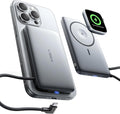 LISEN 0.5'' Ultra Slim MagSafe Power Bank for iPhone and Apple Watch,10000mAh MagSafe Battery Pack,Alloy Magnetic Portable Charger for iPhone 16 Pro Max Plus/15, Apple Watch S11 /S10 S9 SE，Grey by Lisen
