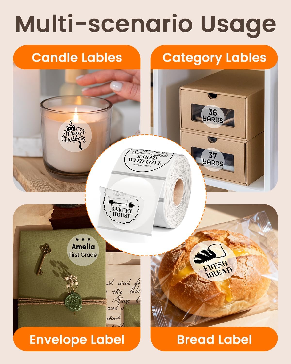 300Pcs 2 Inch Thermal Label -2x2 Circle Thermal Labels,Self-Adhesive Round Direct Thermal Labels for Custom Stickers, Logo Design, Multipurpose Circle Stickers - Image 3