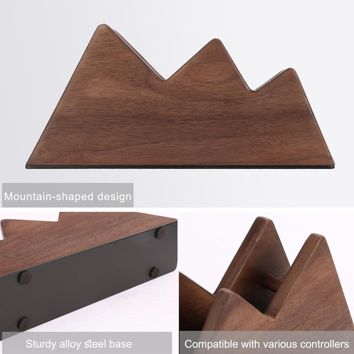 Solid Wood Controller Stand Dual Gaming Controller Holder for Desk - Image 6