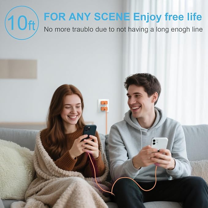 for iPhone 17 16 15 Charger Fast Charging 10FT Cable 20W USBC Cube Orange | 2Pack [ETL Safety Certified] Charging Cord with Type C Cube for iPhone 17/17 Pro/17 Pro Max/16/16 Pro/16 Pro max/15 - Image 7