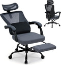 Ergonomic Office Desk Chair with Foot Rest - Adjustable Lumbar Support & Headrest, 90-160° Reclining Mesh Back Computer Chair - Home Office/Gaming for Adults, 400lbs Capacity (Gray) by Unknown