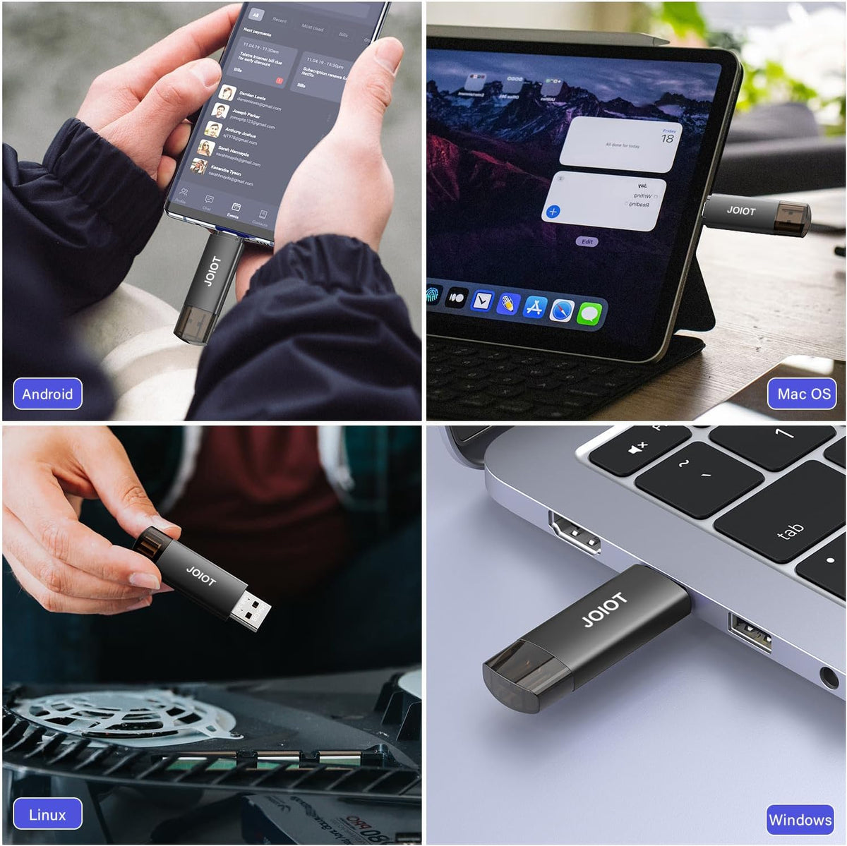 32GB USB C Flash Drive Dual USB 3.0 Flash Drive Type C + USB A Portable Type-C Flash Drive 2-in-1 USB-C Thumb Drive for Smartphone Tablet Computer Mac iPhone 15 Black(2 Pack) - Image 7