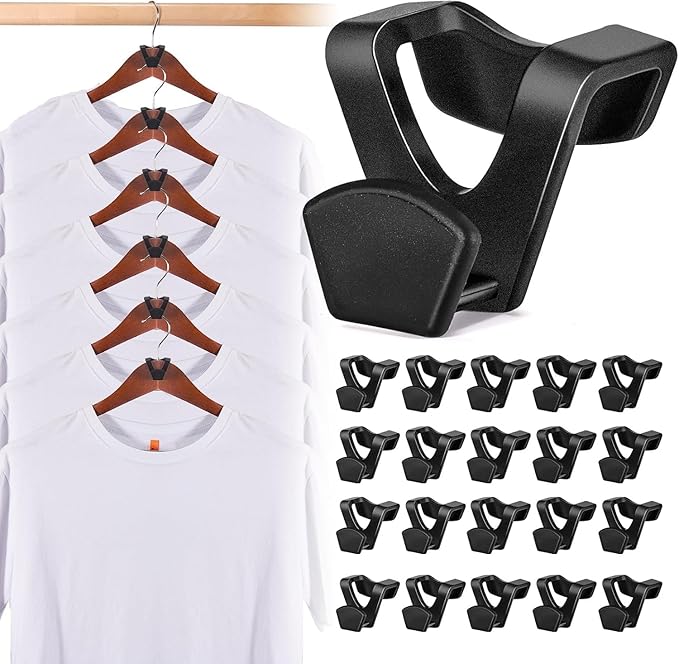 HOUSE DAY Space Saving Hangers 100 Pack, Clothes Hanger Connector Hooks | Heavy Duty Closet Space Saver, Small Space Solutions, Cascading Dorm Room Closet Organizer and Storage - Black by HOUSEDAY