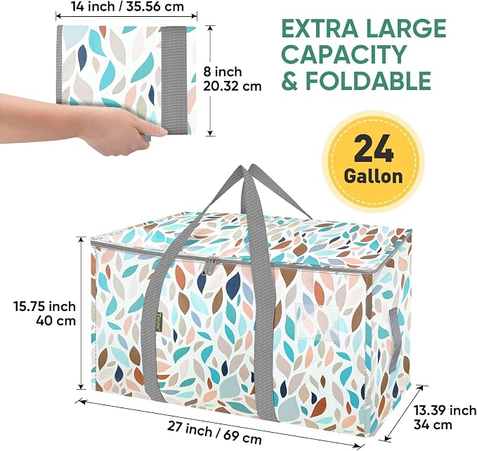 BALEINE 2-Pack Oversized Moving Bags with Reinforced Handles, Heavy-Duty Storage Tote for Clothes, Moving Supplies (Mosaic, 2-Pack) - Image 2