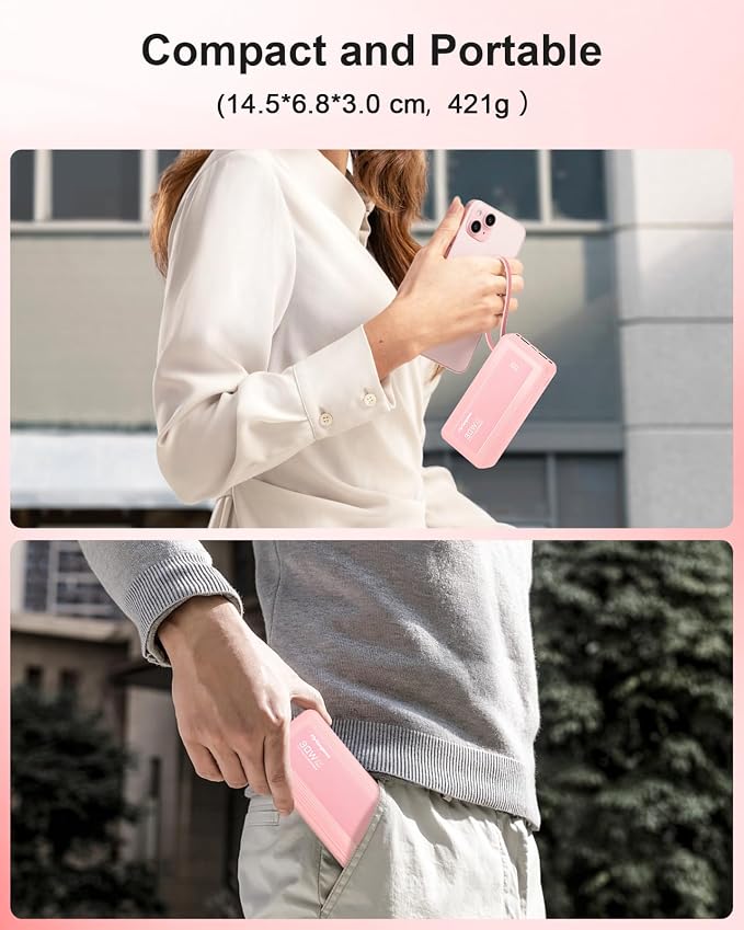 Portable Charger 27000mAh 30W Fast Charging Power Bank | Built-in Cables, LED Display, 6 Outputs & 2 Inputs, USB C Battery Pack, Compatible with iPhone, Samsung, Google - Image 7