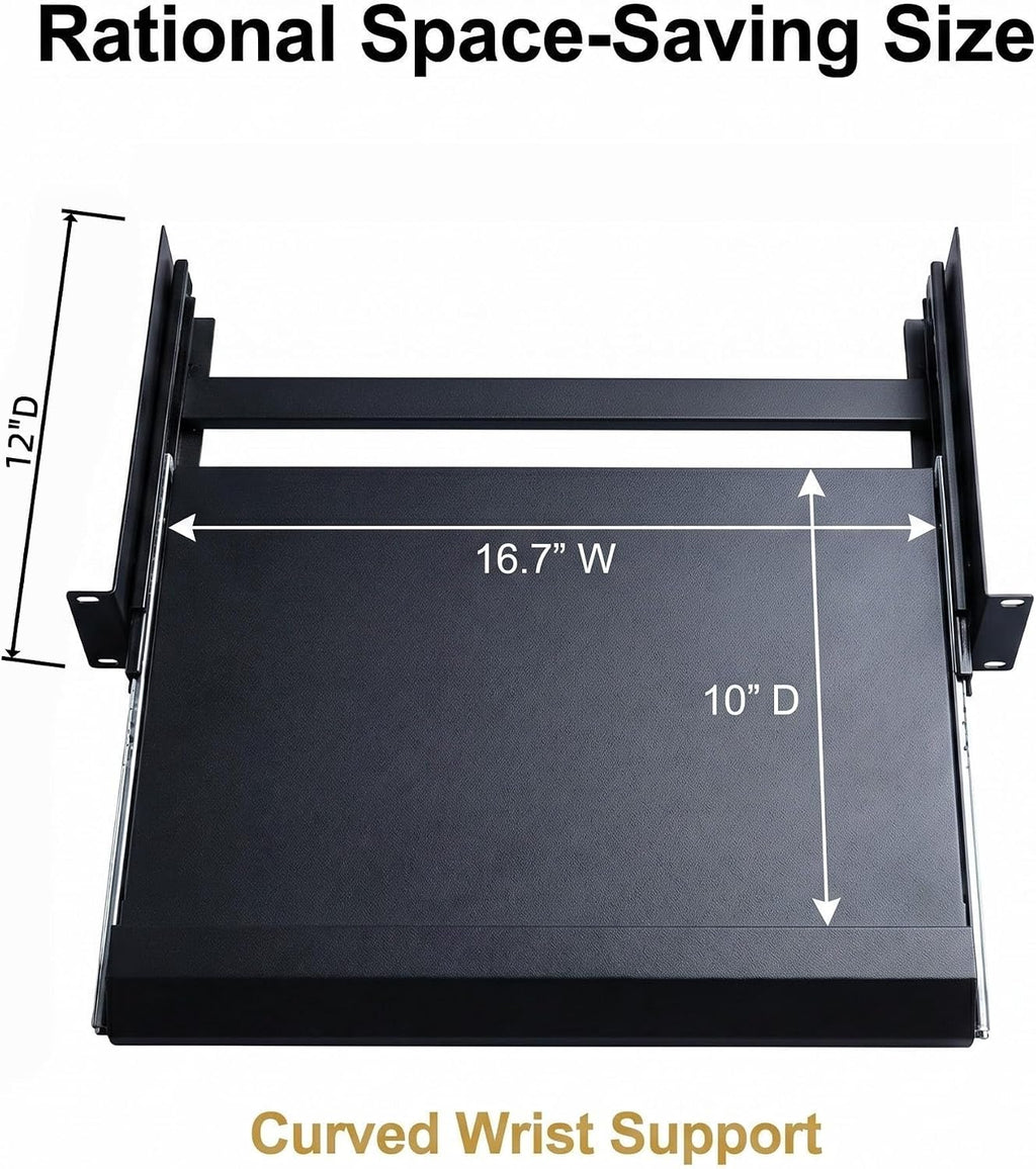 2U Keyboard Tray 12" Depth -Universal 19" Rack Mount Sliding Shelf - Image 4