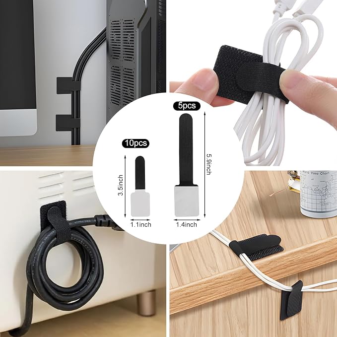 137PCS Cable Management Kit 4 Cable Sleeve Split 100 Cable Zip Ties 10 Cable Clips 15 Adhesive Wall Cable Tie 10 Cable Zip Tie for TV Computer Office Home Under Desk - Image 4