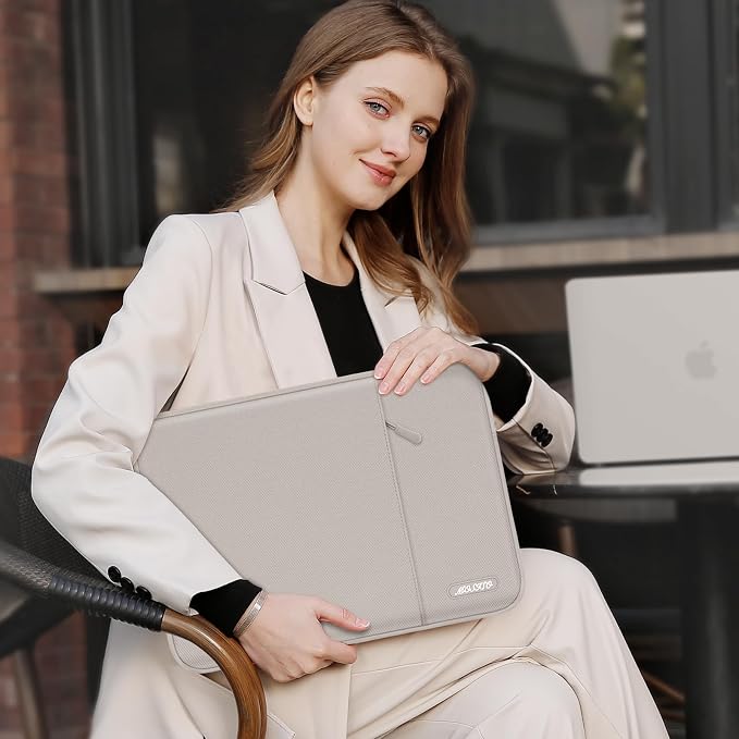 MOSISO Laptop Case 16 inch, 15-15.6 inch Laptop Sleeve Bag with Pocket | Compatible with MacBook Pro 16 M5 M4 M3 M2 M1, HP Acer Dell Lenovo ASUS, Polyester Vertical Computer Bag, Stone Gray - Image 6