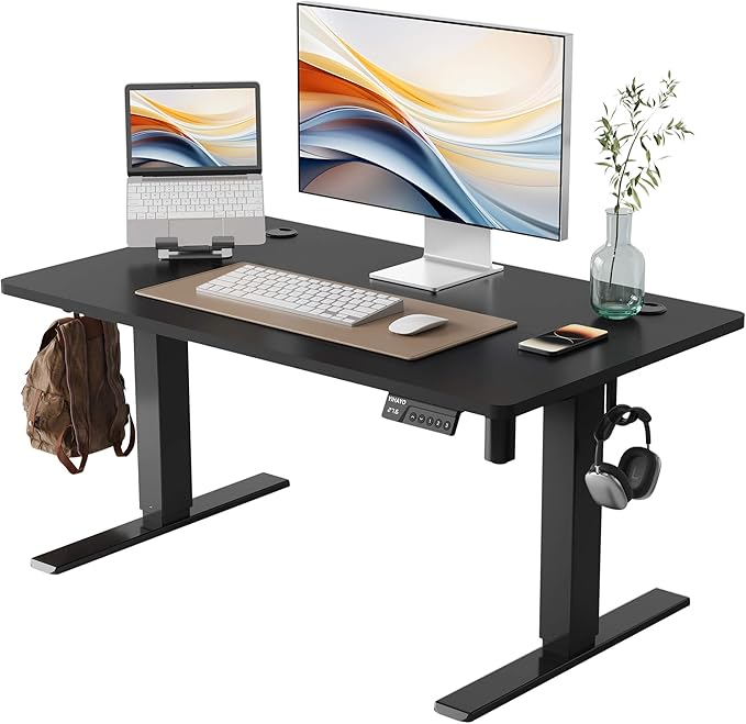 YIHAYO Low Height Adjustable Desk, Lifts 18.1-28.3 Inches, Electric Standing Desk for Short People, 40 x 24 Inches Computer Table with Splice Board for Home Office, Black by YIHAYO