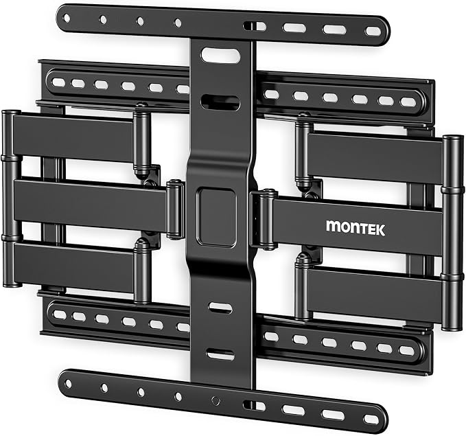 monTEK 1.1-Inch Ultra Slim Full Motion TV Wall Mount for 37-75 Inch TVs | Low-profile mount holds 132 lb, 16.5 in reach, +/-60° swivel; 4X load tested, preassembled, VESA 400x400mm, 16/18 in studs by monTEK