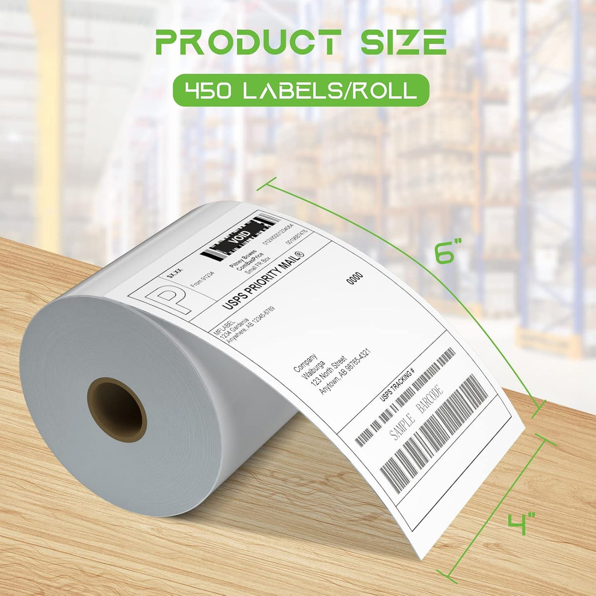 MFLABEL 4x6 Direct Thermal Shipping Labels - 32 Rolls of 450 Labels/Roll, Compatible with Zebra 2844/ZP450/ZP500/ZP505, USPS/FedEx/UPS/Amazon Shipping, Smudge-Resistant & Permanent Adhesive - Image 2