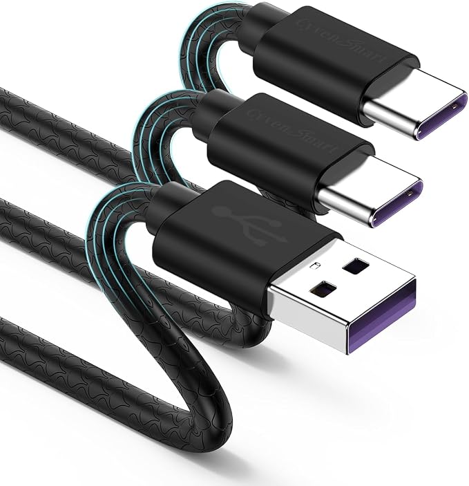 [3Pack 10ft] Compatible with Samsung Galaxy S9 S10 S8 Plus Charger Cord(3A Fast Charging), TPE USB C Type Charger Cable,USB A to Type C Replacement for Samsung A32/A12/A10e/A20/A51/Note 20/9,LG-Black by CyvenSmart