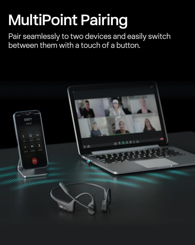 SHOKZ OpenComm2 UC Open-Ear Headset, USB-A Dongle, Noise-Canceling Mic | Zoom Certified；Bone Conduction Headphones；Mute Button for Work Calls and Meetings；16-Hour Battery Life & Quick Charge - Image 6