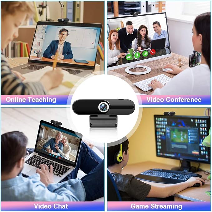 4K Webcam with Microphone, 8MP Laptop PC Desktop Computer Web Camera, USB Webcams for Video Calling Recording Streaming Video Conference, Webcam with Tripod，Privacy Shutter - Image 8