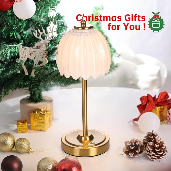 Shenmoyl Set of 2 Tulip Table Lamp with 5000mAh Battery & Touch Control, Cordless Table Lamp with 3 Colors, Dimmable Rechargeable Table Lamps for Bedroom, Living Room, Entryways (White Tulip) - Image 9