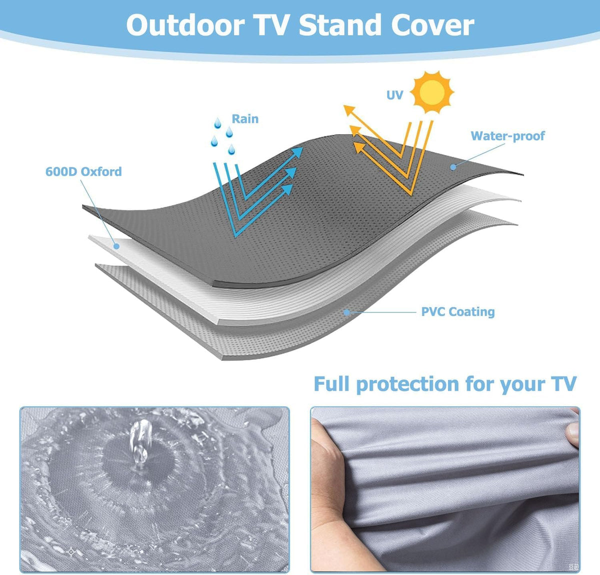 Weatherproof 60-65Inch Outdoor TV Stand Cover for Rolling/Mobile Stand - Image 7