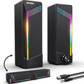 Computer Speakers, 2 in 1 PC Speaker , Gaming Speakers for PC Computer Laptop Desktop Monitor, RGB Speakers with Touch Sensitive Lighting, USB Powered 3.5mm Aux（Package Only Two Speaker, No Soundbar） by OFFSIR