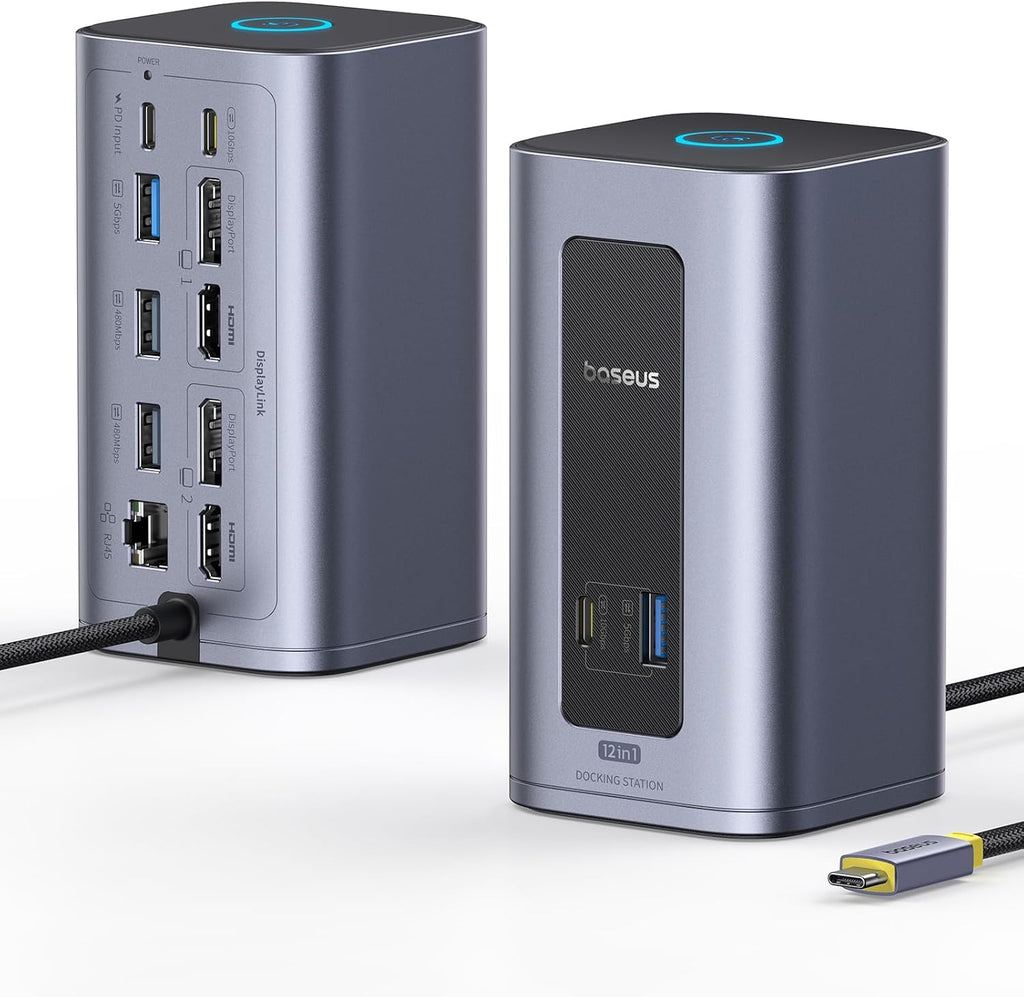 Baseus Nomos Air 12-in-1 DisplayLink Docking Station, 2 Monitors for macOS by Baseus