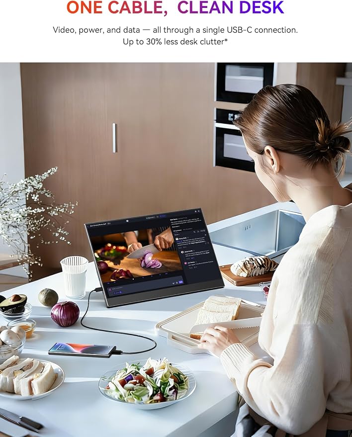 UPERFECT Portable Monitor, 15.6" 1080P Ultra-Slim IPS Display | 125% sRGB, USB-C & HDMI, Plug & Play, Built-In Stand, Dual Speakers, Portable Gaming Screen for Laptop & Console - Image 5