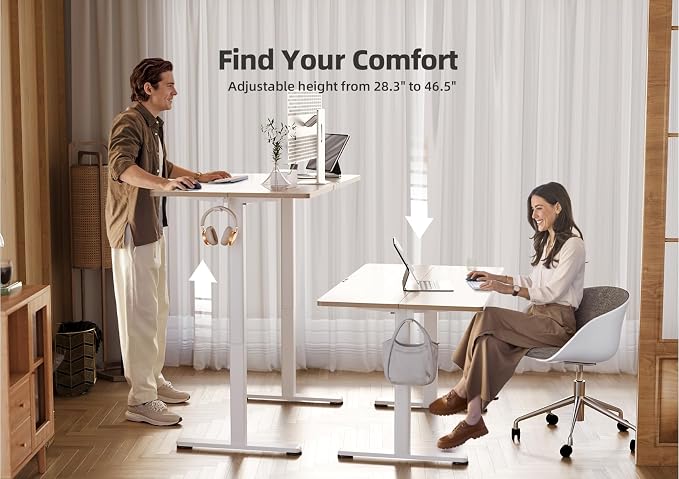 Claiks Electric Height Adjustable Standing Desk, 35x20 Inch, Nature | Smooth Height Adjustment, 3 Memory Presets, Cable Management Hub&Hook, Stable Steel Frame, 176lbs Capacity, Easy Assembly - Image 5