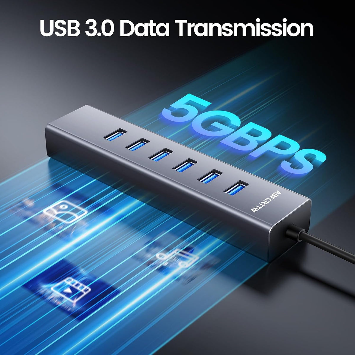 4FT USB to Ethernet Adapter with 1Gbps Ethernet & 6 USB 3.0 Port - Image 4