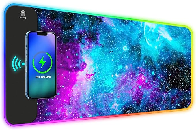 ToLuLu RGB Gaming Wireless Charging Mouse Pad, 5/7.5/10/15W 10 Light Modes | LED Mouse Pad Computer Keyboard Mat Mousepad, 800x300x4MM Extended Large Desk Mat for Gaming, MacBook, Laptop, PC, Galaxy by ToLuLu
