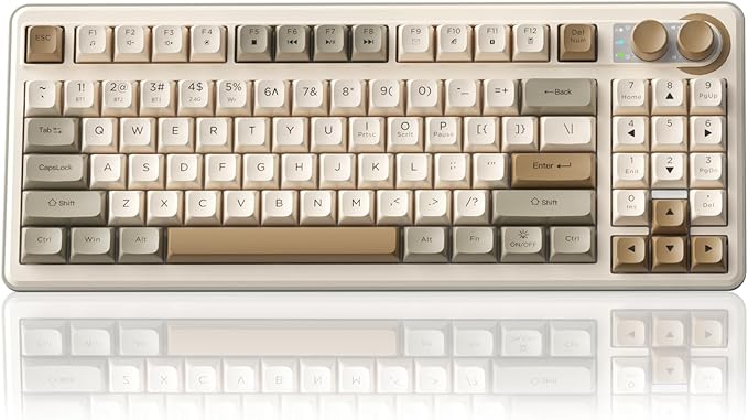 SOLAKAKA SK90 75% Wireless Gaming Keyboard - 4000mAh Tri-Mode (BT5.0/2.4G/USB-C) Cute Creamy Gaming Keyboard with Number Pad, Media Knob, RGB Backlit, Quiet Keys Silent Office Keyboards for PC MAC by CORBOBO