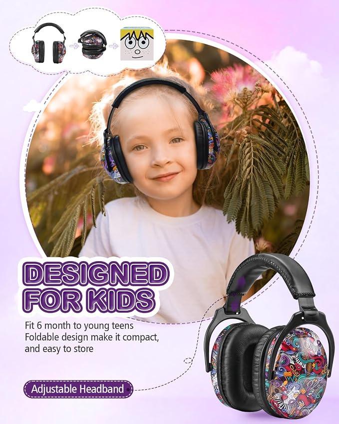ZOHAN EM030 Kids Ear Protection, Noise Cancelling Headphones Ear Muffs for Autism Sensory, Safety Noise Reduction Hearing Protection for Monster Truck/Concerts/Fireworks/Air Shows - Image 6