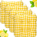 Geetery 4 Pack Chair Cushions, 16" x 15",Yellow and White,Plaid by Geetery
