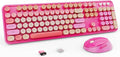 Nowlike Wireless Keyboard and Mouse Combo, Retro Typewriter Keyboard with Round Keycaps, Full-Size Ergonomic, Red, Ideal for Windows PC, Home, Office, and College, Wireless Keyboard Mouse Combo by Unknown