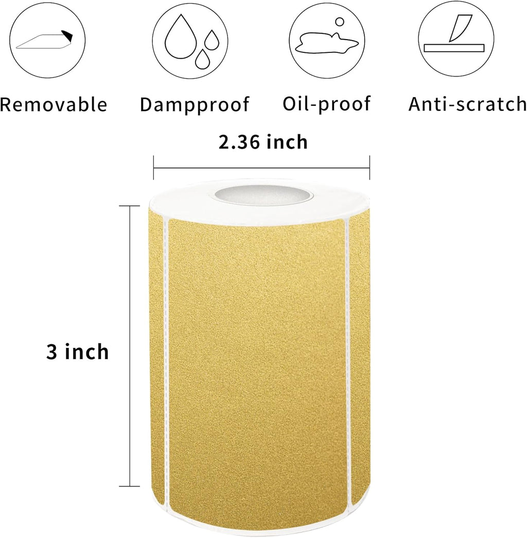2×3 Inch Removable Thermal Labels,Self-Adhesive Square Direct Thermal Labels,300 Sheets-Brown - Image 2