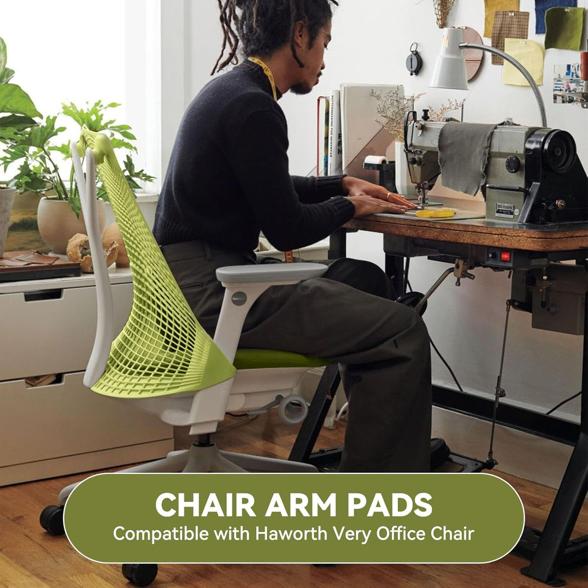 Armrest Pads Caps Replacement Compatible with Herman Miller Sayl Office Chair Fixed and Height Adjustable, Black Vinyl (1-Pair) - Image 5