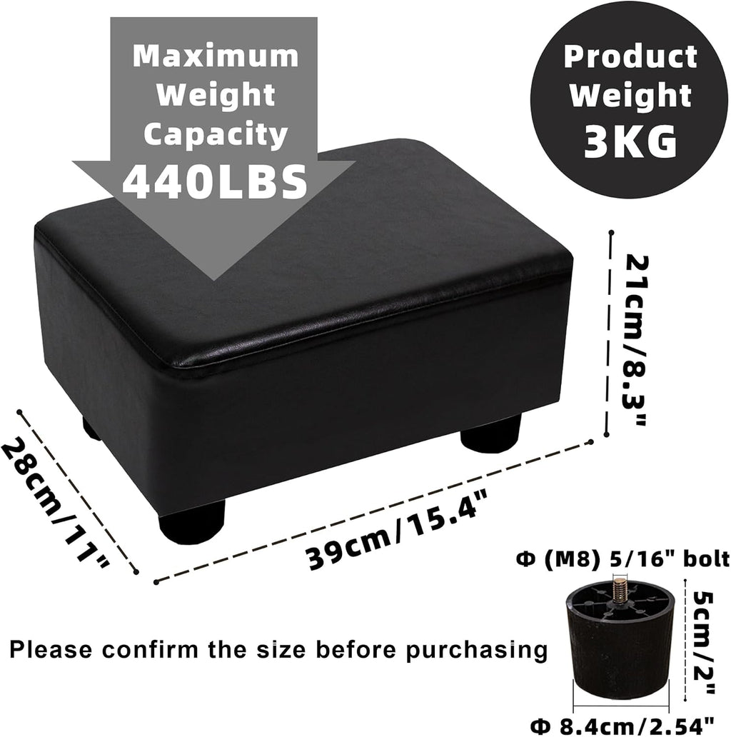 CAROLMADE Small Foot Stool Ottoman Footstool with Legs Under Desk Footrest for Living Room Bedroom and Office, Black - Image 3
