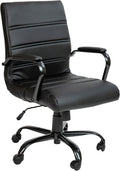 Flash Furniture Mid-Back LeatherSoft Executive Office Chair, Black/Black | 360° Swivel, Height Adjustable, Commercial Grade by FlashFurniture