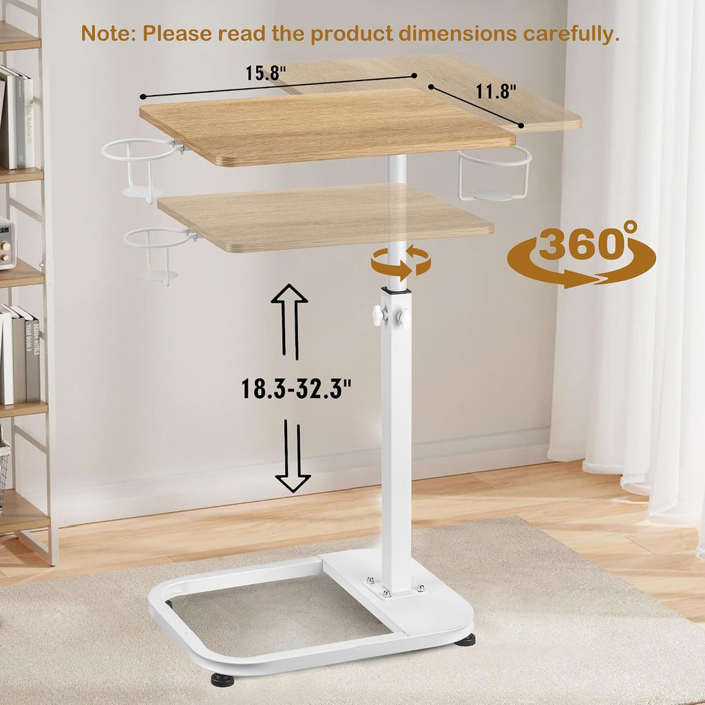 facka Adjustable C-Shaped TV Tray Table 18-32 Inch Height Couch Table - Image 2