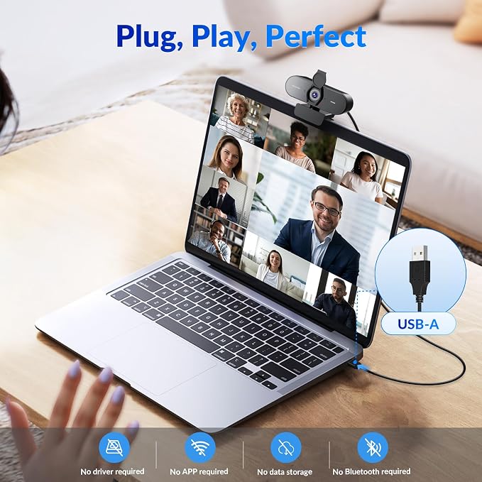 EasyCam 4K Webcam for PC - Ultra 4K HD, PDAF Autofocus, Dual Mics | Auto Light Correction, 79°FOV, Plug & Play, Privacy Cover, Computer Camera for High-End Business Meetings & Live Streaming - Image 5
