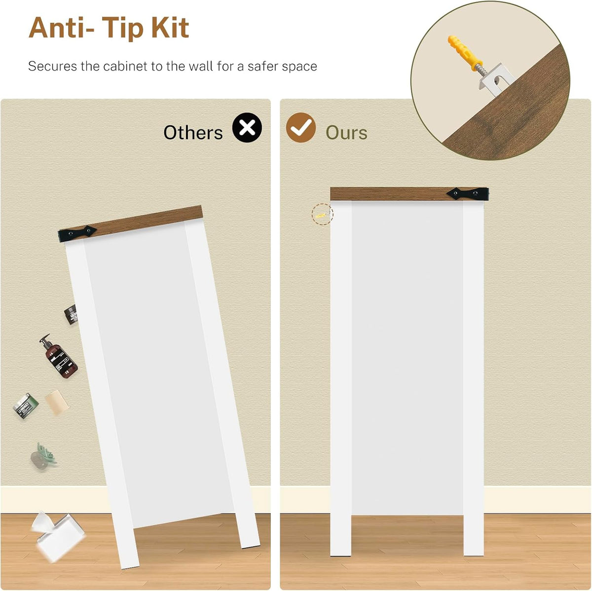 47.2" Dresser for Bedroom, White 6 Drawer Dresser with Metal Handles, Wood Dressers & Chests of Drawers for Closet, Farmhouse Dressers for Bedroom, Entryway, White - Image 8