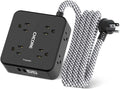 Surge Protector Power Strip - CHCORE 6Ft Braided Extension Cord with 8 Outlets with 4 USB (2 USB C) Charging Ports, Flat Plug Multi Plug Outlet Extender Charging Station for Home Office, ETL, Black by Unknown
