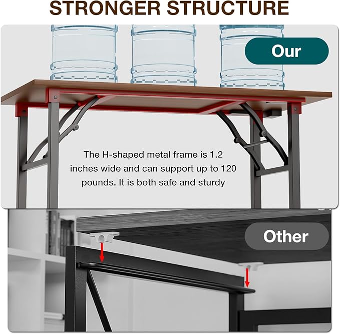 TEMI Small Computer Desk Folding Table - 43.3" Foldable Office Desk, No Assembly, Perfect for Small Spaces in Bedroom, Dorm, or Apartment, Portable Mini Desk or Study Table with Compact Design, Walnut - Image 6