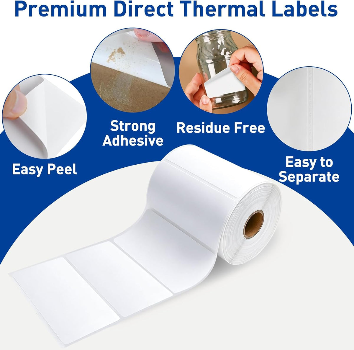 ESSENTIAL 4" x 2" Direct Thermal Labels, 1" Core (3000 Labels, 4 Rolls) - Image 6