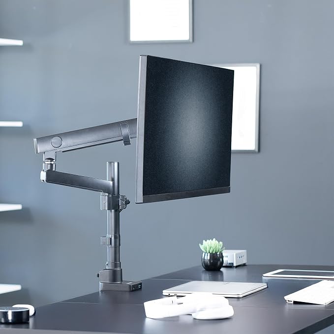 VIVO Premium Aluminum Full Motion Single Monitor Desk Mount Stand with Lift Engine Arm, Pole Extension, and USB Ports, Fits Screens up to 40 inches, STAND-V101BDU - Image 2
