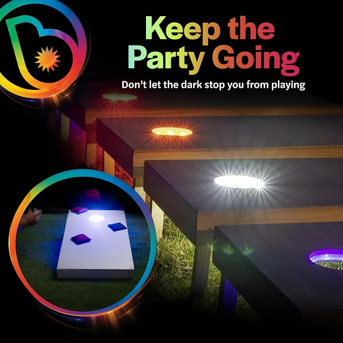 Brightz LED Cornhole Board Ring Lights, 2-Pack - 48-Hour Battery Life - Illuminate Your Game with Dazzling Glows and Ultimate Style for Non-Stop Evening Fun and Excitement (Includes Hole Lights Only) - Image 5
