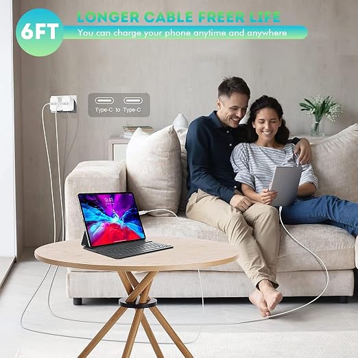 iPhone 16 15 Charger Fast Charging,6FT Type C to USB C Cable Cord,20W USB C | Charging Block for Apple iPhone 17/16/16 Plus/iPhone 15 Plus/15Pro Max,iPad Pro 12.9/11 inch/Air/Mini,Wall Plug Power Adapter - Image 6