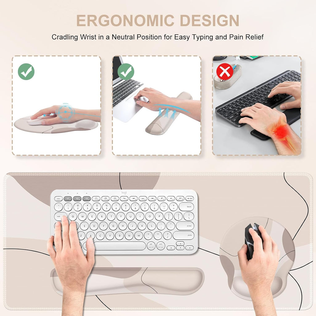 iCasso Brown Art Mouse Mat 35.4"x15.7", Computer Mat for Workspace - Image 3