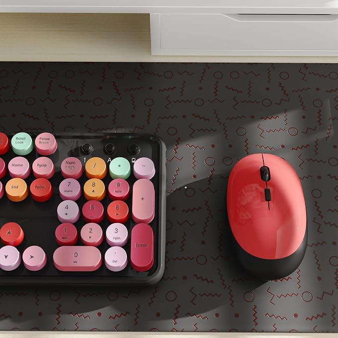 Colorful Wireless Keyboard and Mouse Combo Red Colorful | Full-Sized Office Keyboard with Typewriter Flexible Keys, 2.4GHz Dropout-Free Connection, Optical Mouse for PC Laptop - Image 4